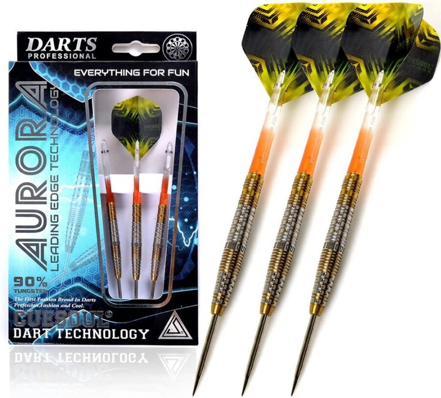 AURORA 90% Tungsten Steel Tip Darts w/ Gold Titanium Nitride Coating