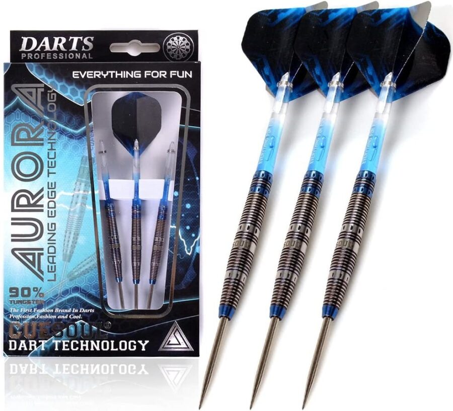 AURORA 90% Tungsten Steel Tip Darts w/ Blue Titanium Nitride Coating